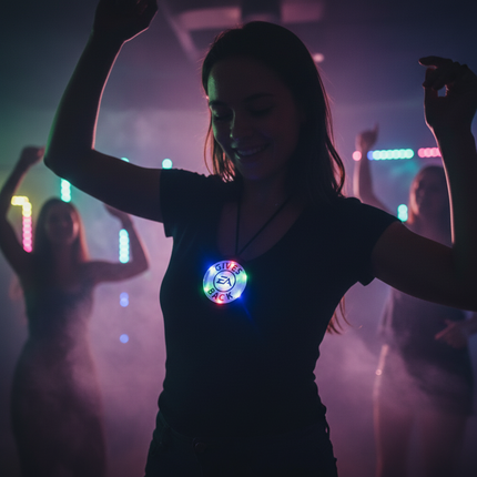 Customized Light Up Flashing Medallion at Party