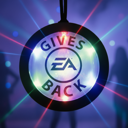 Customized Light Up Flashing Medallion - Extreme Close Up In Party Background