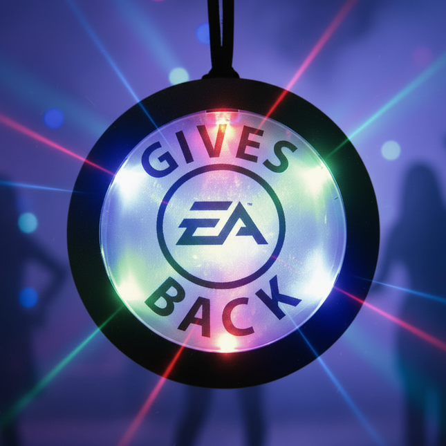 Customized Light Up Flashing Medallion - Extreme Close Up In Party Background
