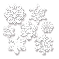 Die-Cut Plastic Snowflakes - 7 Pieces Per Pack