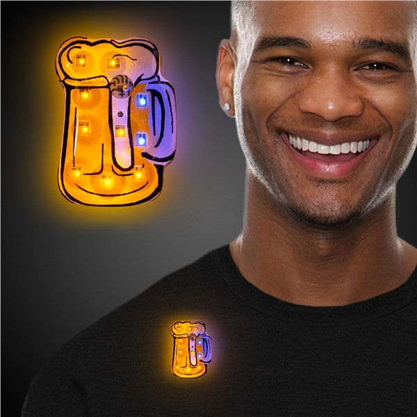 LED Beer Flashing Body Light Lapel Pins