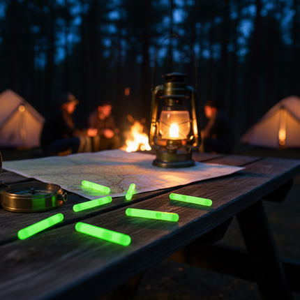 Jumbo 1.5" Green Glow Sticks - 50 Per Pack