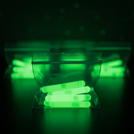Jumbo 1.5" Green Glow Sticks - 50 Per Pack