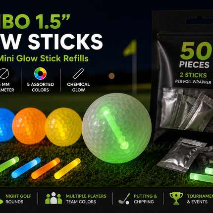 1.5" Assorted Glow Sticks for Night Golf
