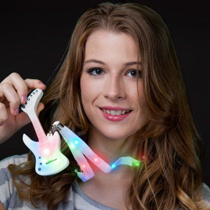 Led Light Up Flashing Guitar Lanyard Necklaces