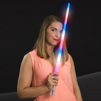 28 Inch LED Light up Prism Sword - Red White Blue