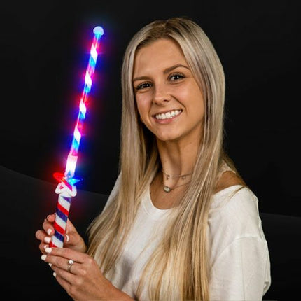 Led Light Up Red White Blue Twist Star Wand