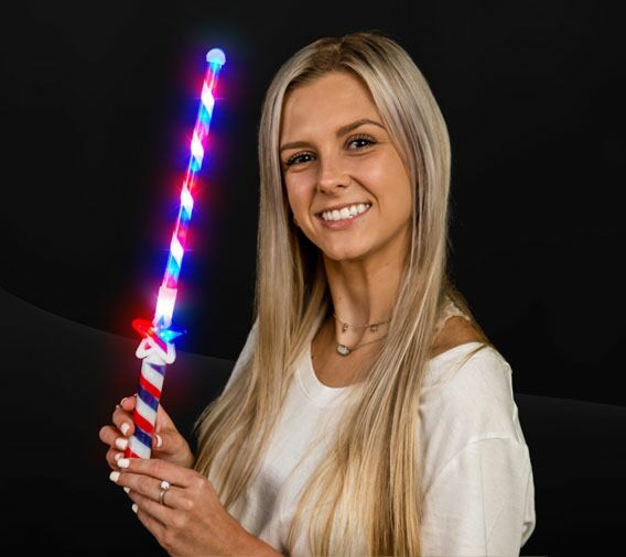 Led Light Up Red White Blue Twist Star Wand