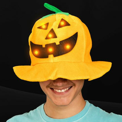 Led Light Up Flashing Pumpkin Hat