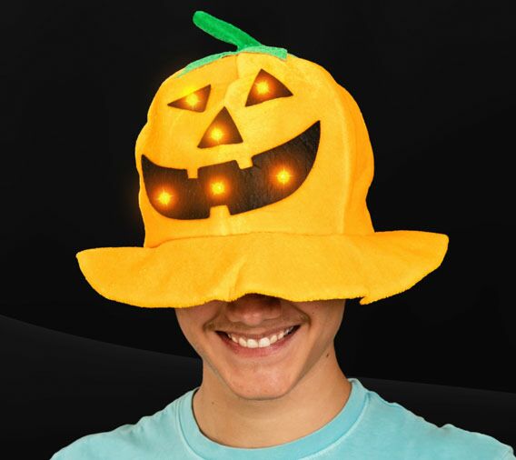 Led Light Up Flashing Pumpkin Hat