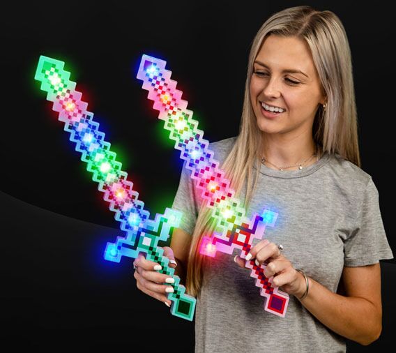 Led Light Up Crystal Pixel Sword