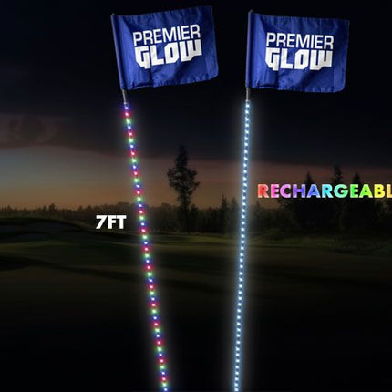 LED Light Up 7 Feet Rechargeable Golf Flag Stick