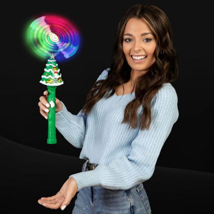 15 Inches Light Up Christmas Tree Windmill Wand - 1 Per Pack