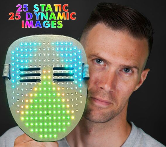 Light Up Face Mask Animated Led Display | PartyGlowz.com