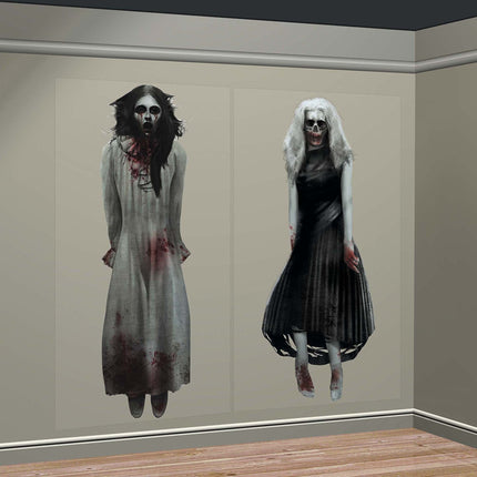 Spooky 65" x 33 1/2" Ghost Girls Backdrop - 2 Pieces Per Pack
