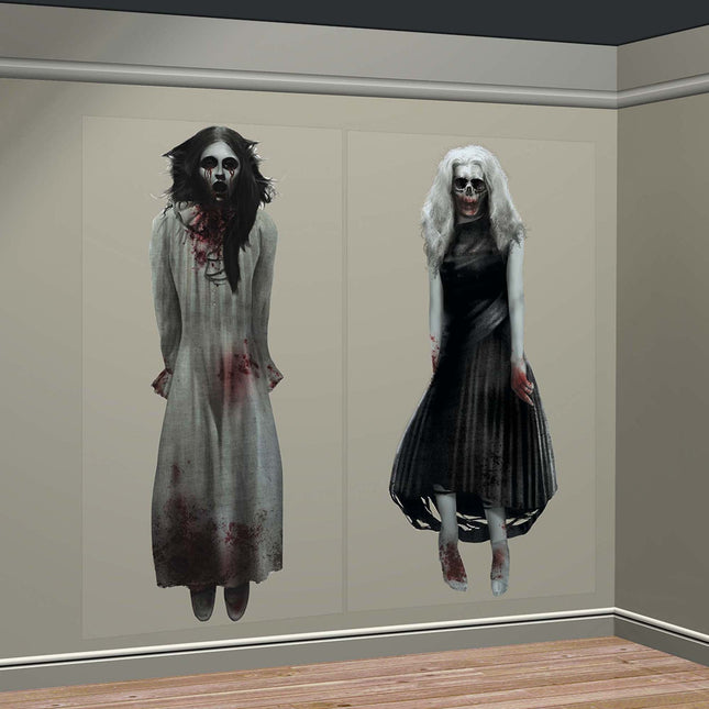 Spooky 65" x 33 1/2" Ghost Girls Backdrop - 2 Pieces Per Pack