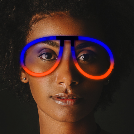 Glow Blue & Orange Bi-Color Aviator Style Eyeglasses