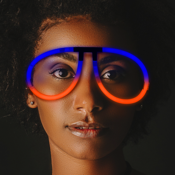 Glow Blue & Orange Bi-Color Aviator Style Eyeglasses