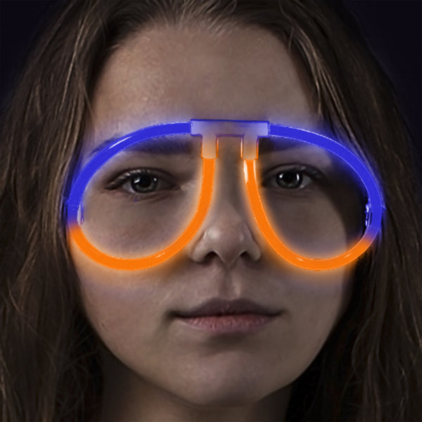 Glow Blue & Orange Bi-Color Aviator Style Eyeglasses