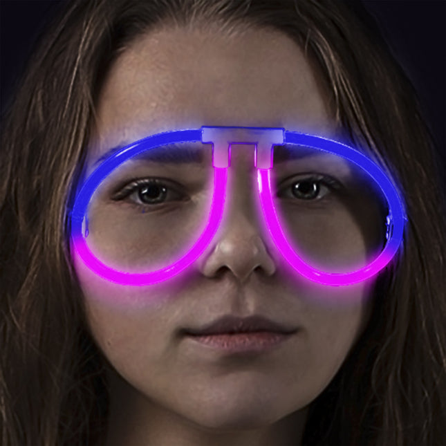 Glow Blue & Pink Bi-Color Aviator Style Eyeglasses