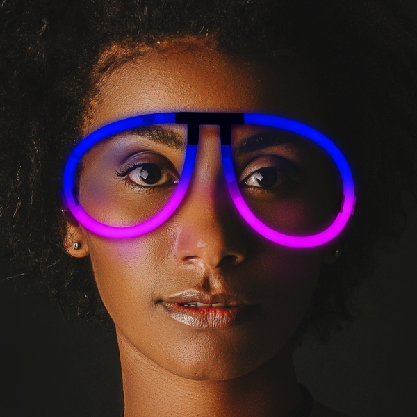 Glow Blue & Pink Bi-Color Aviator Style Eyeglasses