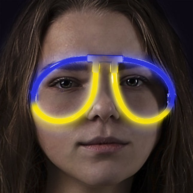 Glow Blue & Yellow Bi-Color Aviator Style Eyeglasses