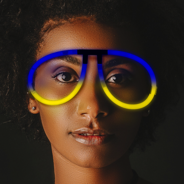 Glow Blue & Yellow Bi-Color Aviator Style Eyeglasses