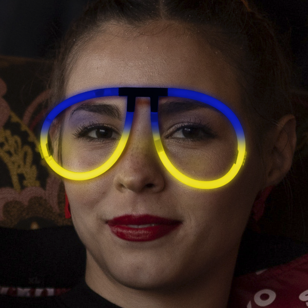 Glow Blue & Yellow Bi-Color Aviator Style Eyeglasses