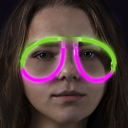 Glow Green & Pink Bi-Color Aviator Style Eyeglasses