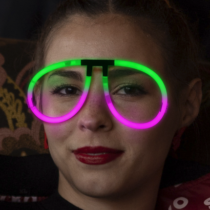 Glow Green & Pink Bi-Color Aviator Style Eyeglasses