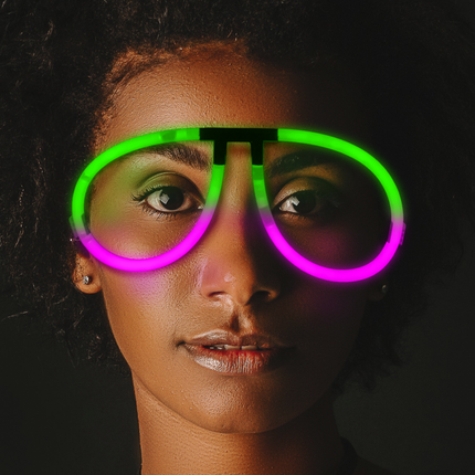 Glow Green & Pink Bi-Color Aviator Style Eyeglasses