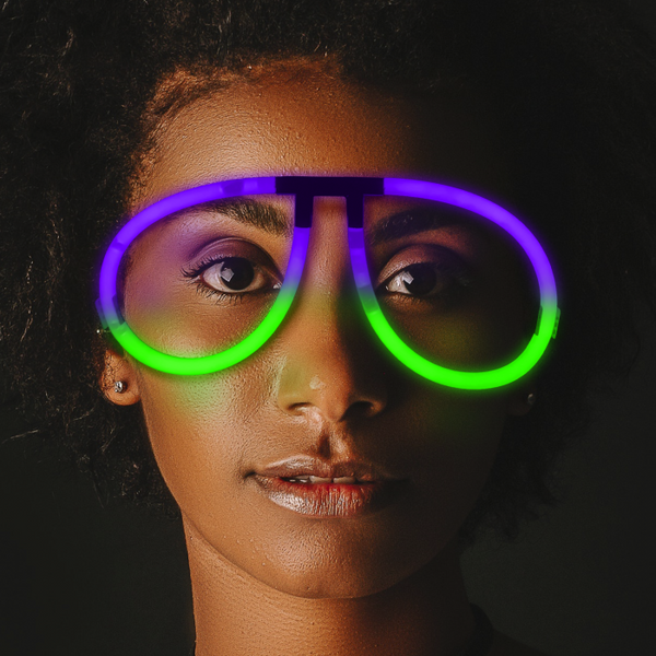 Glow Purple & Green Bi-Color Aviator Style Eyeglasses
