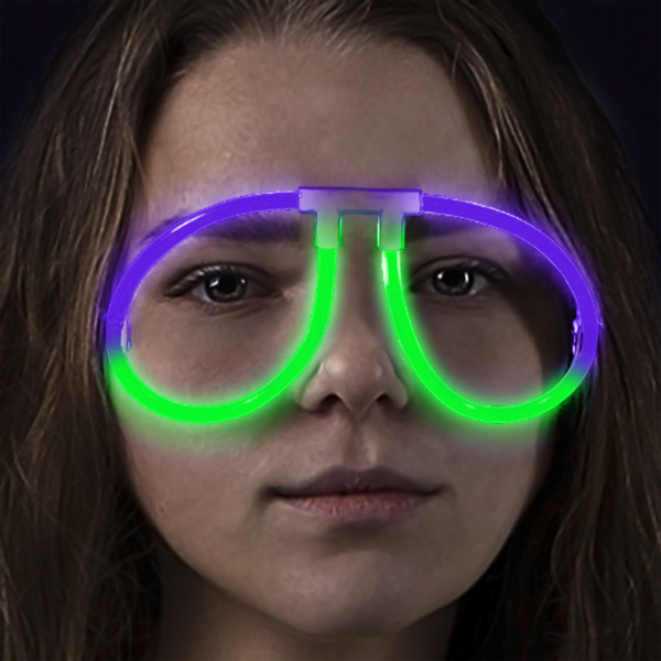 Glow Purple & Green Bi-Color Aviator Style Eyeglasses