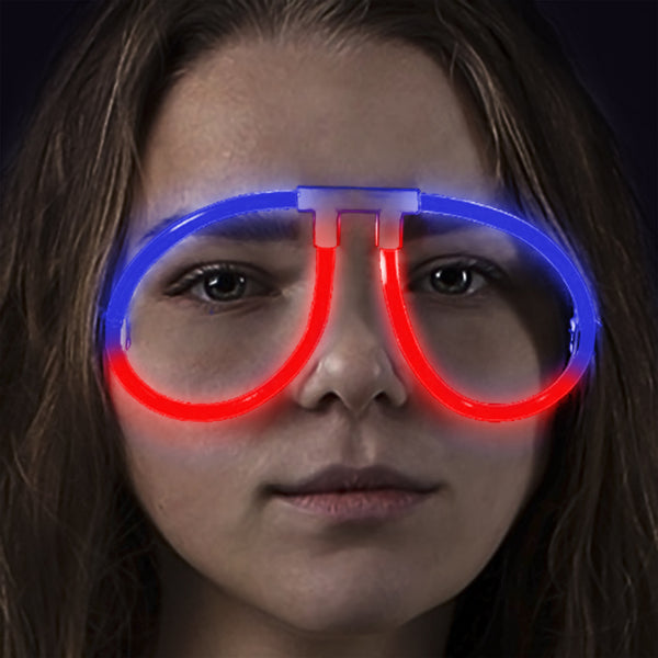 Glow Red & Blue Bi-Color Aviator Style Eyeglasses