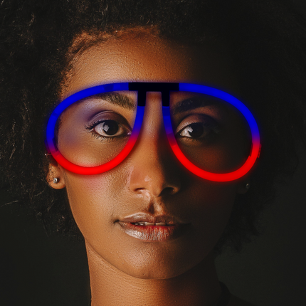Glow Red & Blue Bi-Color Aviator Style Eyeglasses