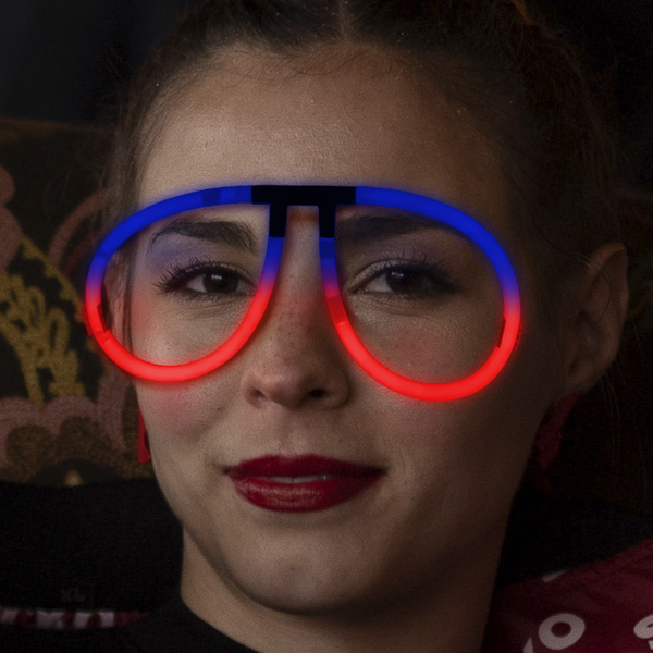 Glow Red & Blue Bi-Color Aviator Style Eyeglasses