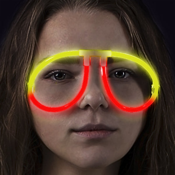 Glow Red & Yellow Bi-Color Aviator Style Eyeglasses