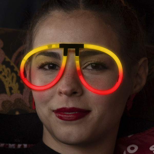Glow Red & Yellow Bi-Color Aviator Style Eyeglasses