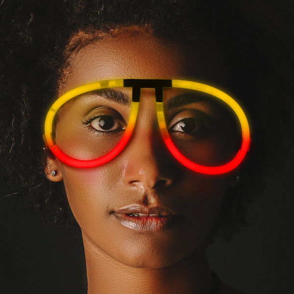 Glow Red & Yellow Bi-Color Aviator Style Eyeglasses