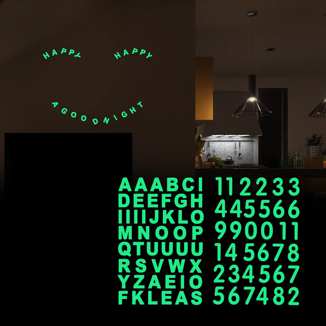 Glow in the Dark Alphanumeric Stickers 