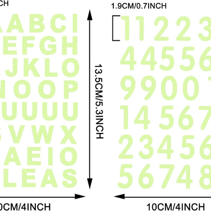 Glow in the Dark Alphanumeric Stickers 