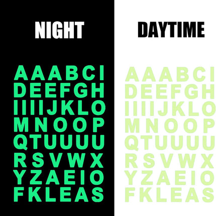 Glow in the Dark Alphanumeric Stickers 