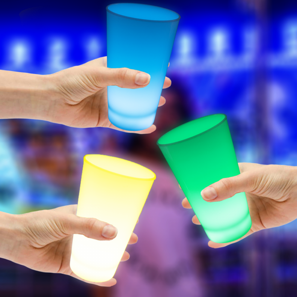 Glow In The Dark LED 12 Oz Cups - Blue, Green & Yellow