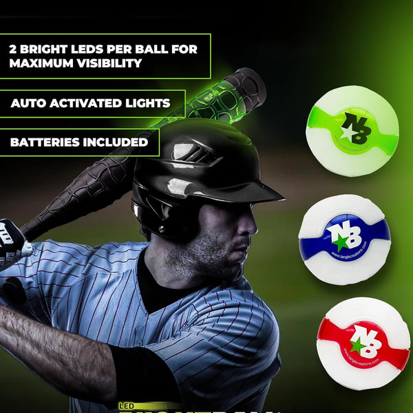 Glow In The Dark LED Light Up Night Baseball - 3 Balls Per Pack (Red/Green/Blue)