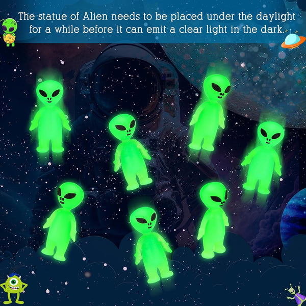 Glow In The Dark Mini Alien Figures With Card - 30 Figurines & 30 Cards Per Pack