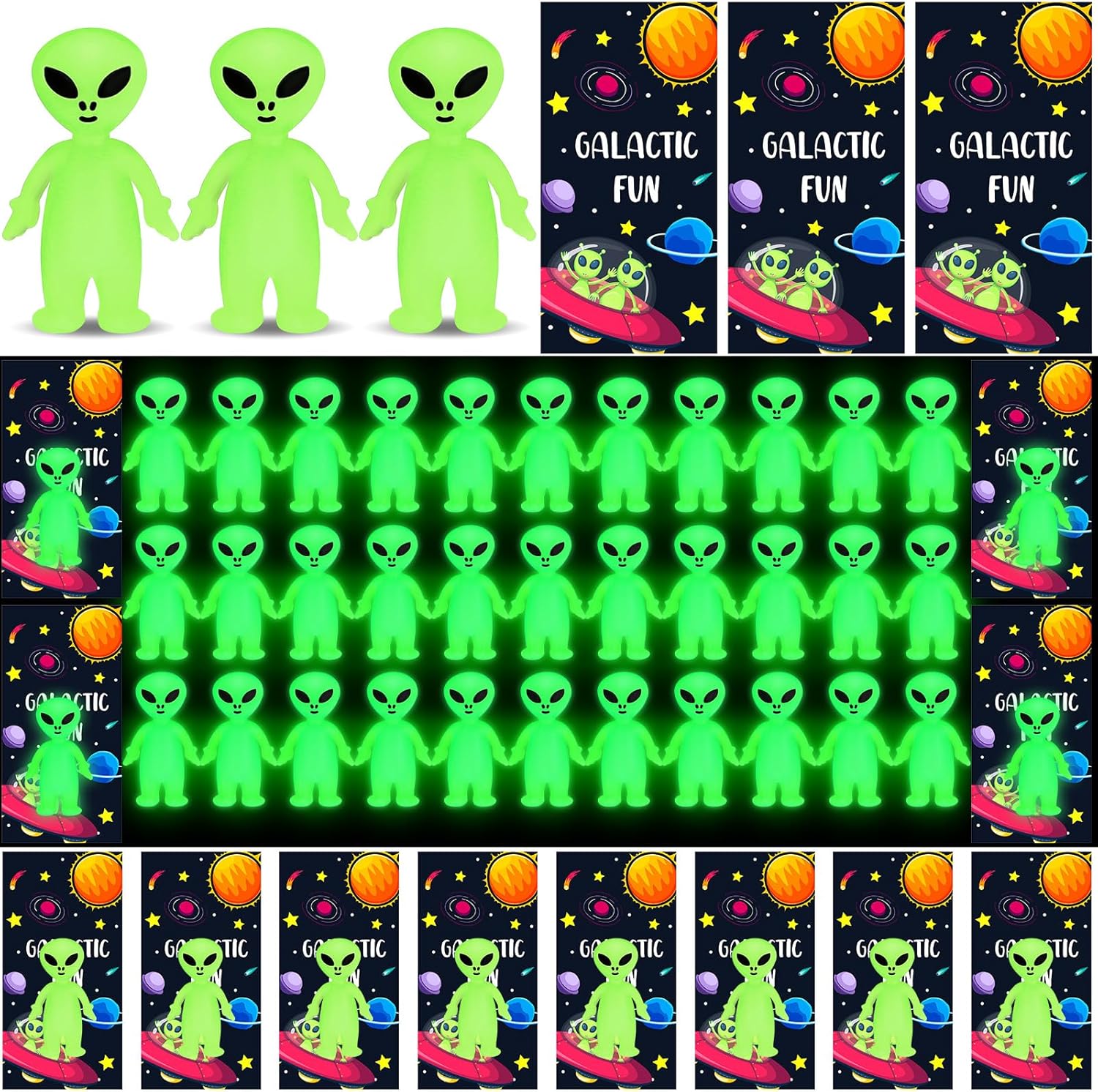 Alien Per Glow Mini Alien Figures With Card - 30 Figurines & 30 Cards Per Pack ...