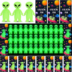 Glow In The Dark Mini Alien Figures With Card - 30 Figurines & 30 Cards Per Pack