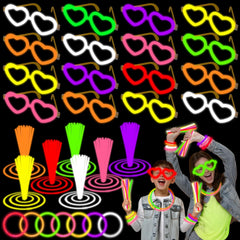 Glow In The Dark Stick Bracelets & Heart-Shaped Eye Glasses - Assorted