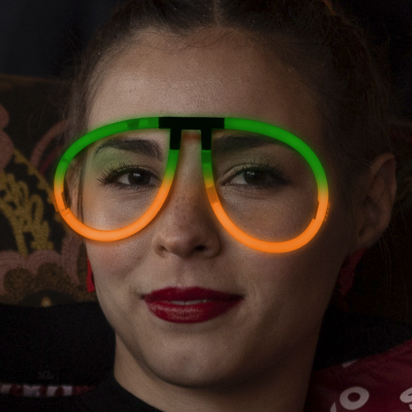 Glow Orange & Green Bi-Color Aviator Style Eyeglasses
