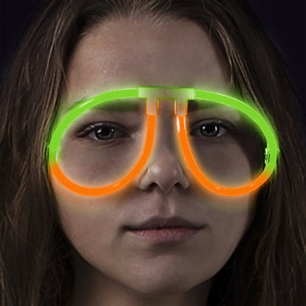 Glow Orange & Green Bi-Color Aviator Style Eyeglasses